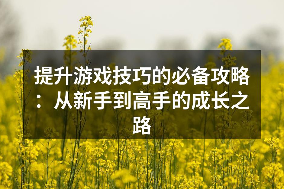提升游戏技巧的必备攻略:从新手到高手的成